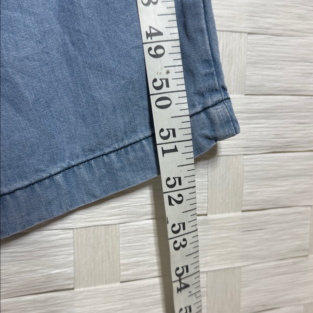 Velvet Heart Chambray Tencel Half Button Down Cropped Jumpsuit with Belt Size M - Picture 9 of 11